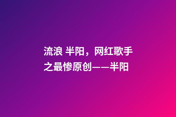 流浪 半阳，网红歌手之最惨原创——半阳-第1张-观点-玄机派